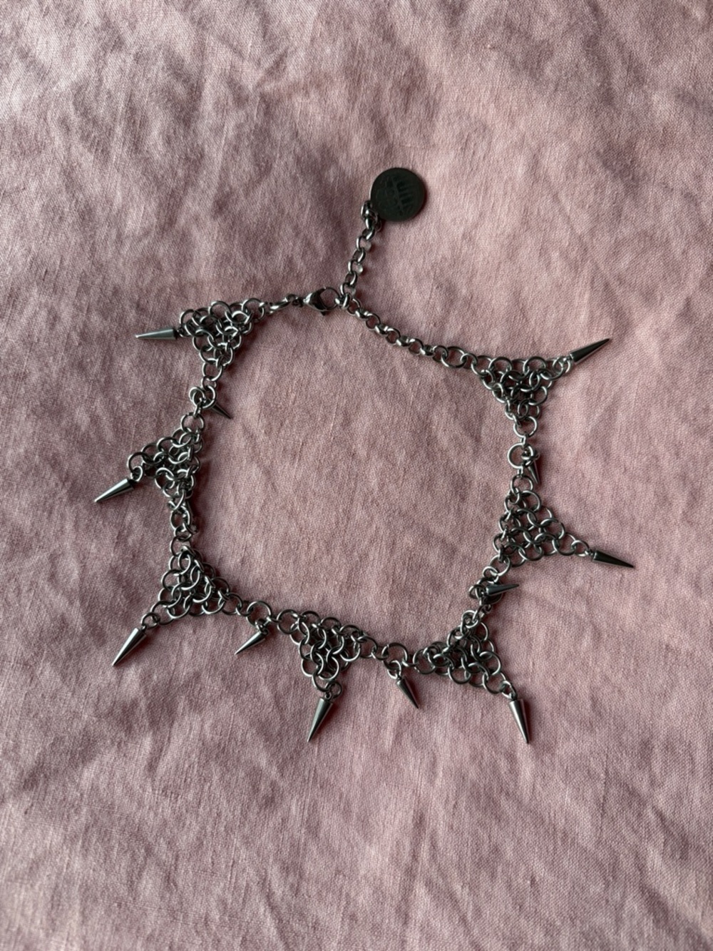 Pyramid Spike Chain ⛓️‍💥 Necklace - Gunmetal